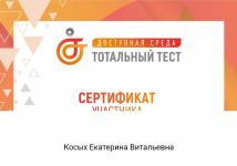 Сертификат участия во Всероссийском тестировании  "Доступная среда", от 01.12.23г.